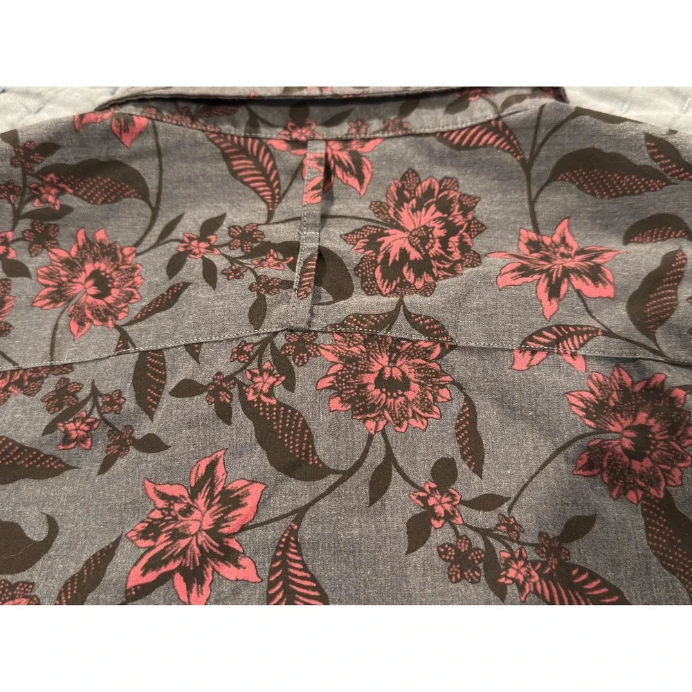 Banana Republic Shirt Luxe Poplin XXL Untucked Slim Fit Button Up Grungy Floral